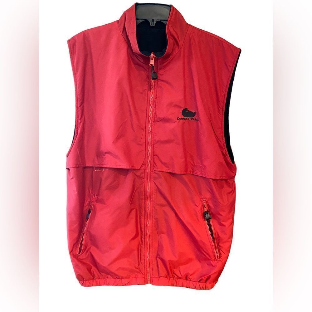 Dooney & Bourke Sz M Red Nylon & Fleece Sleeveless Front Zipper layer Vest